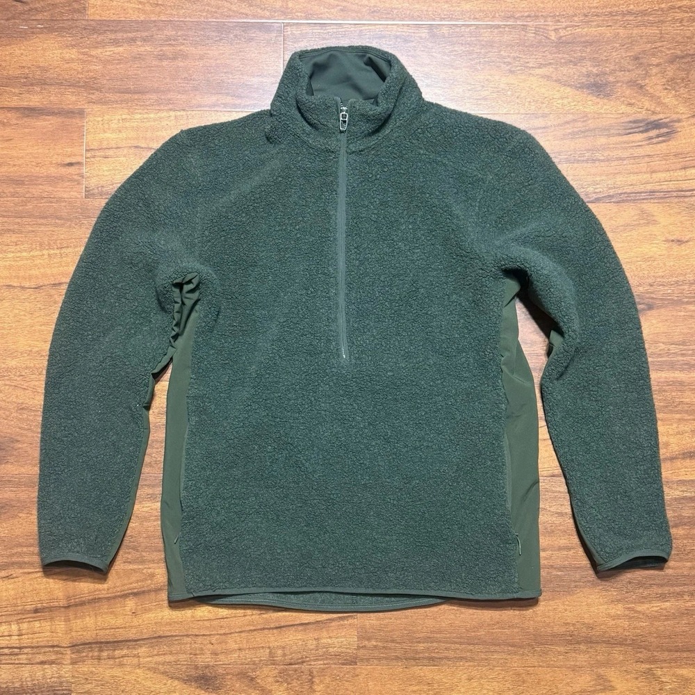 Lululemon Tundra Trek Jacket Mens‎ XL Green 1/2 Zip Wool Gym Running